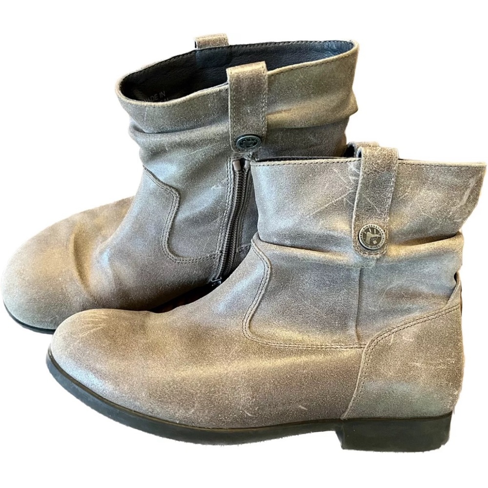 Birkenstock Womens Size 6 EU 37 Ankle Bootie Boots Sarnia Taupe Leather Side Zip